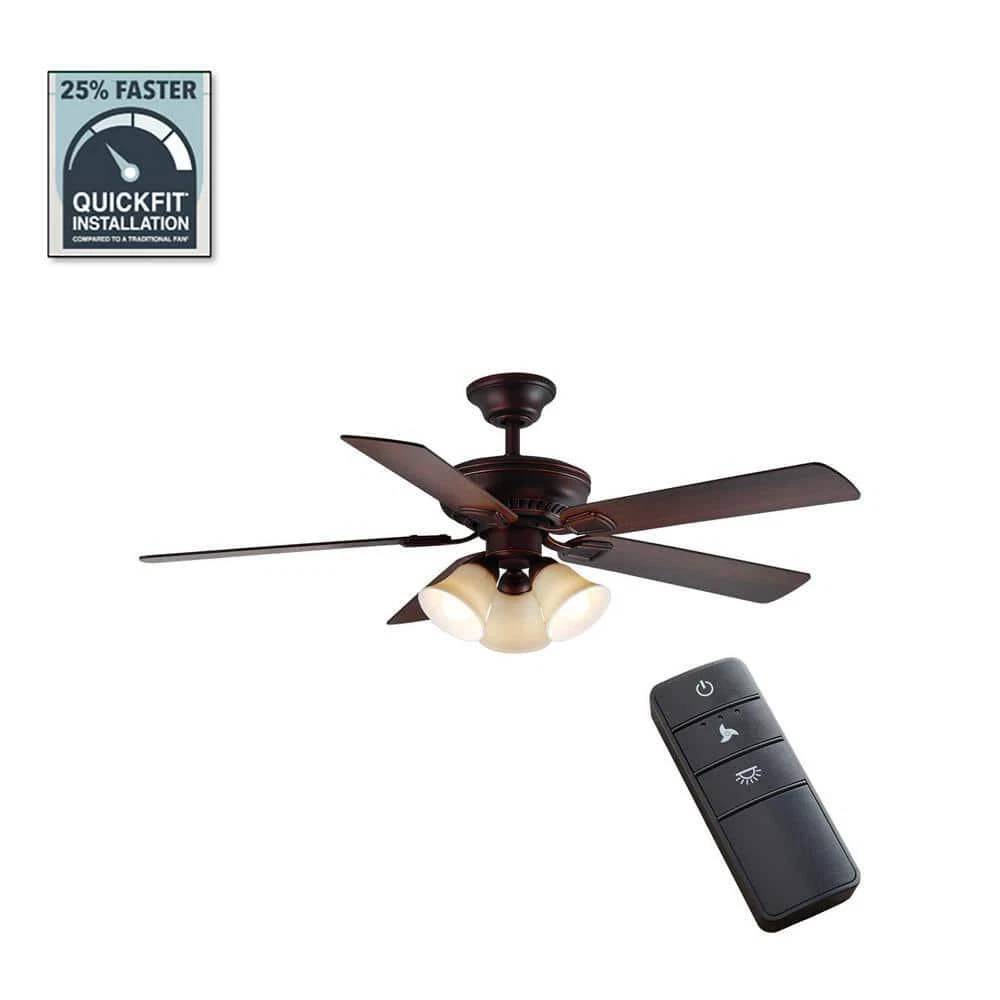 Hampton Bay Ceiling Fan W Light Kit 52 Easy Install In Mediterranean Bronze 354842076639