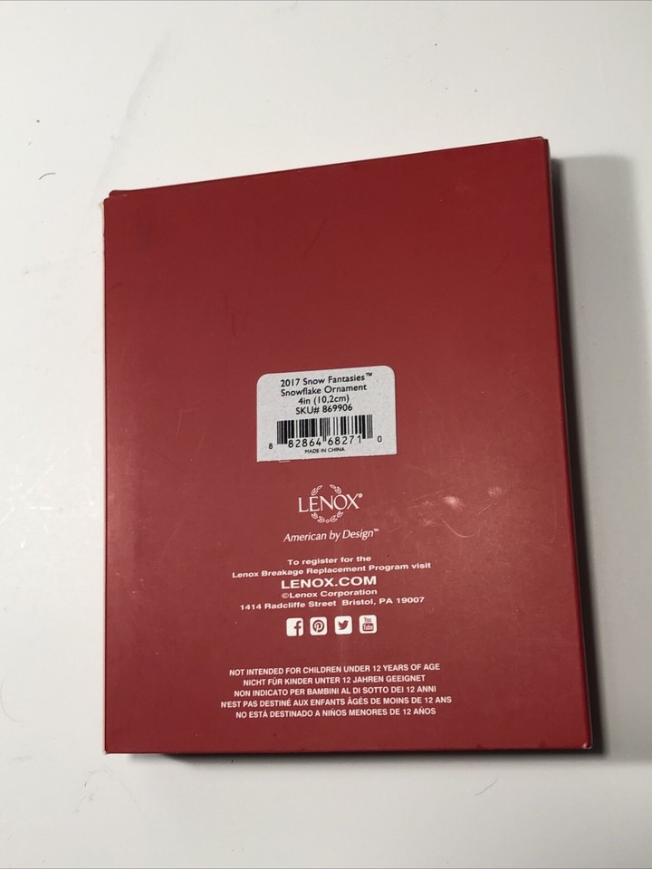 Lenox Annual 2017 Snow Fantasies Snowflake Christmas Tree Ornament in