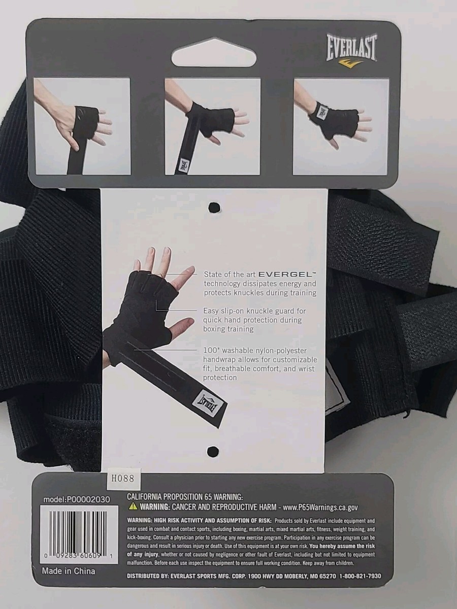 Everlast P00002030 Evergel Fastwraps Black XL Unisex Quick Wrap