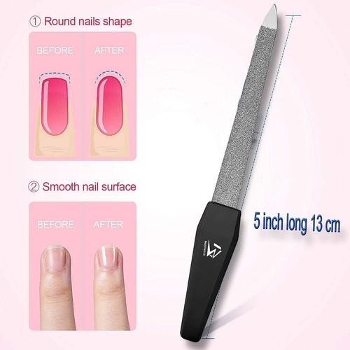 Pequeña lima de uñas de metal 5" diamante polvo limas de uñas gruesas manicura pedicura herramienta - Imagen 3 de 5