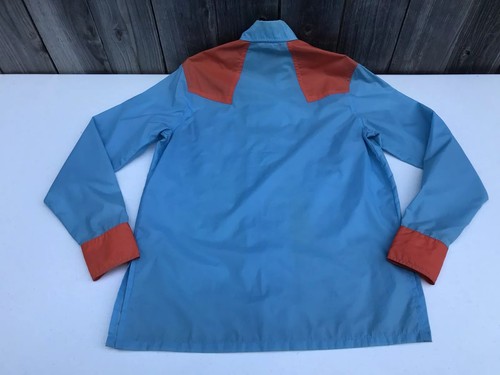 Vintage Skitique Nylon Windbreaker Mens Medium Red Blue 1970’s Snap Buttons - Picture 10 of 12