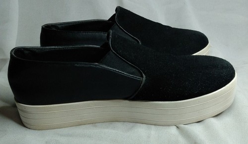 Steve Madden Women’s Leather Low Top Slip On Fashion Black Suede Platform 8 - Picture 4 of 12