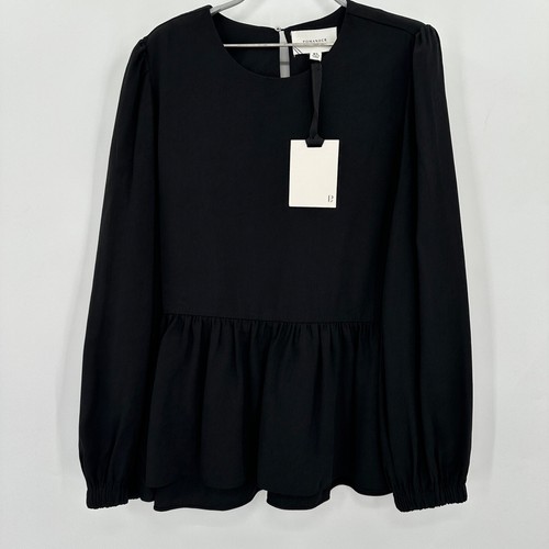 Pomander Place by Tuckernuck Black Carlota Blouse sz XL NWT Peplum Top - Picture 2 of 7