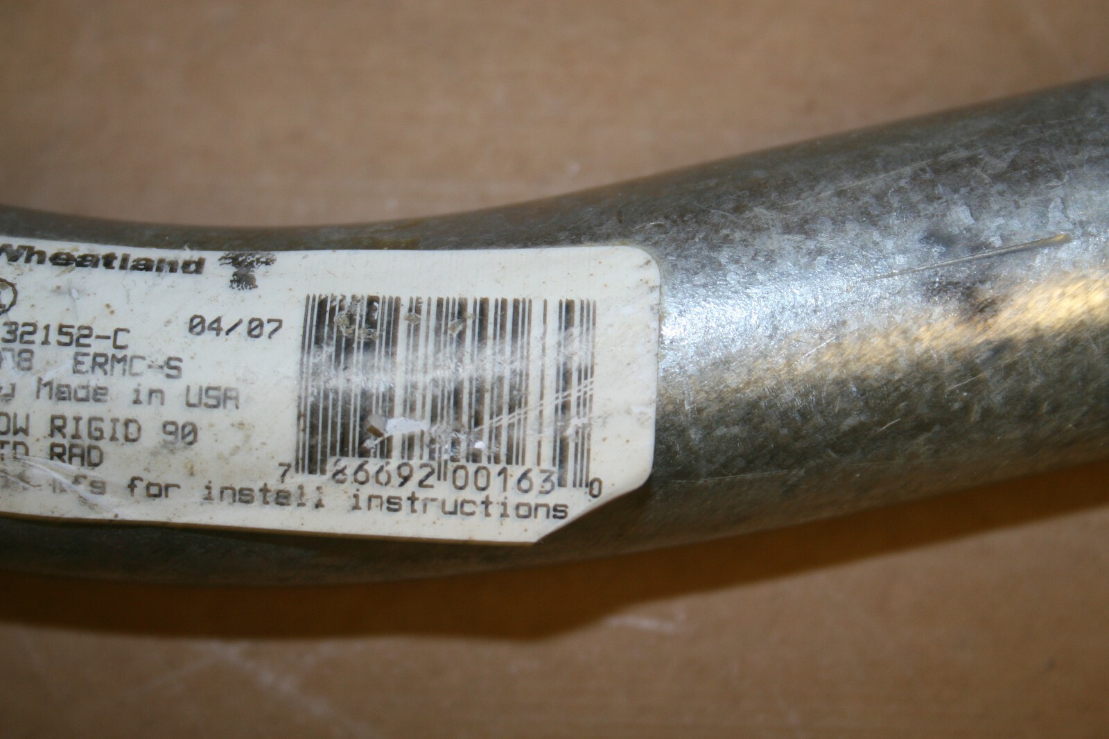 Wheatland 1" Elbow Rigid 90° RMC Conduit Galvanized Steel E32152C