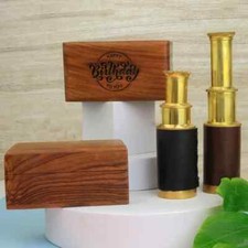 vintage-style brass telescopes | Custom Engraved with wooden box