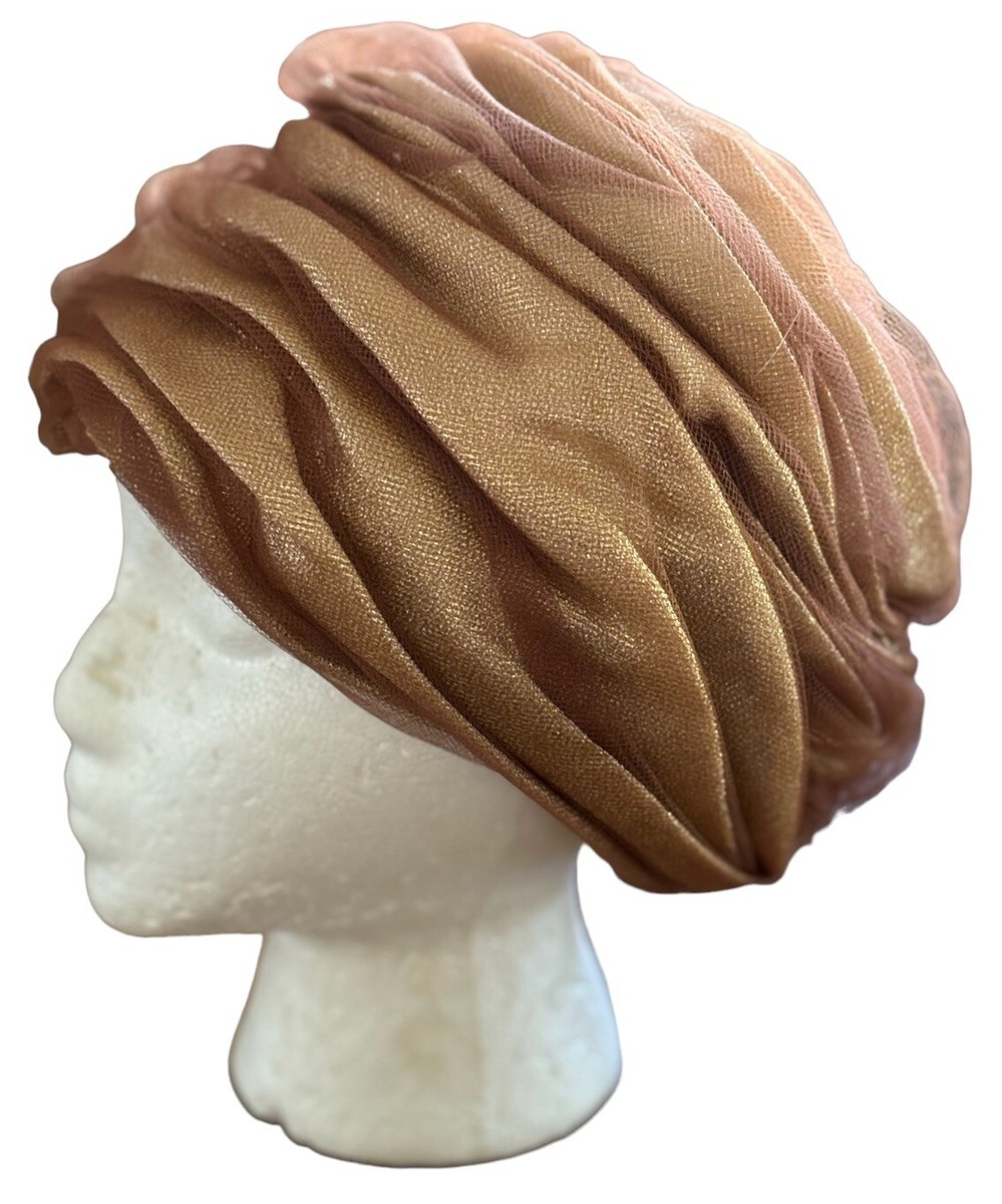 アート・デザイン・音楽 DIOR HATS CHRISTIAN DIOR Chapeaux artistic Gold Sparkle tulle Turban