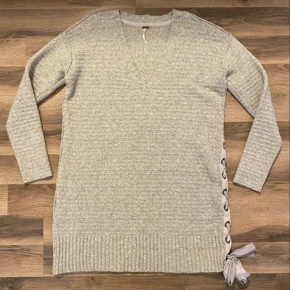 free people grey sweater dress Free People grey/blue oversized sweater dress. Brand