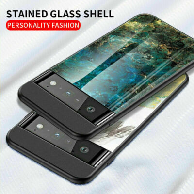 For Google Pixel 8 9 Pro XL 7A 6 5A Luxury Marble Tempered Glass Slim Back Case