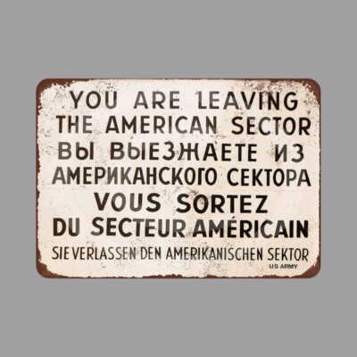 Metal Vintage 1962 Checkpoint Charlie Berlin Wall Tin Sign 8'' x 12''