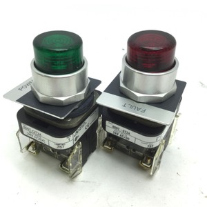 Set-of-Allen-Bradley-800T-QT24-Pilot-Light-Push-Buttons-24VAC-DC-Red-and-Green