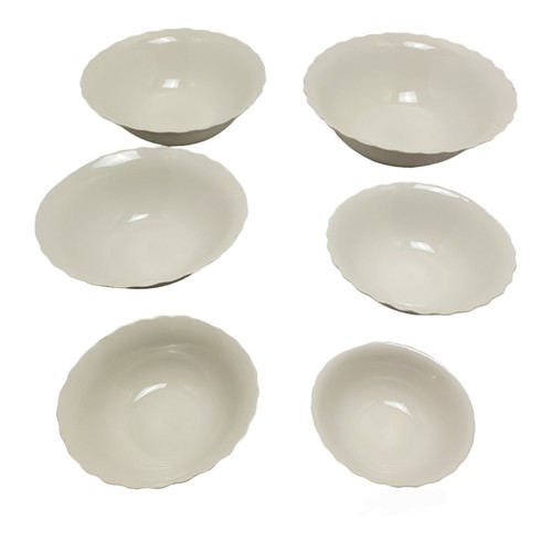 Stackable Wave Bowls Off White Scalloped Dishes By Gallery Tabletops 6 Sets 12" - Picture 14 of 14