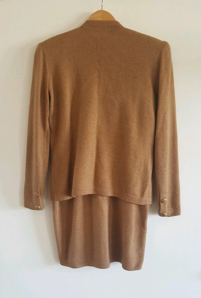 Traje Falda Vintage St. John por Marie Gris Tostado Marrón Doble Tejido De Colección Talla Pequeña S   Foto 2 de 4