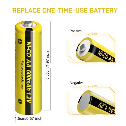 Up to 100x 1.2V AA NiCd 600mAh Rechargeable Batteries for Garden Solar Lights AU - Picture 2 of 12