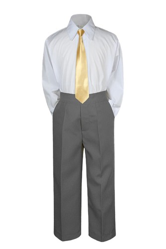 Boy Toddler Teens Wedding Formal 3pc DarkGray Pants Choose a Color Longtie 4T-20 - Picture 19 of 25