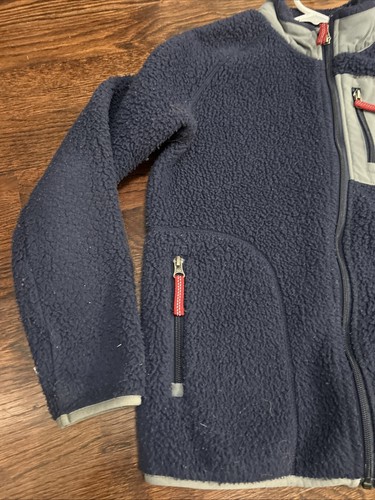 Hanna Andersson Fleece Sherpa Zip Up Jacket Size 150 12 Navy Blue Coat - Picture 3 of 16