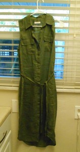 dark green linen dress
