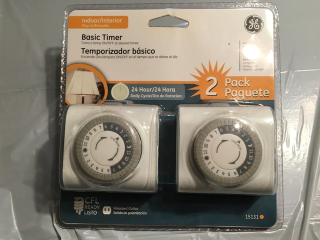 GE 24Hour Programmable Indoor PlugIn Basic Timer 2 pack 15131 for