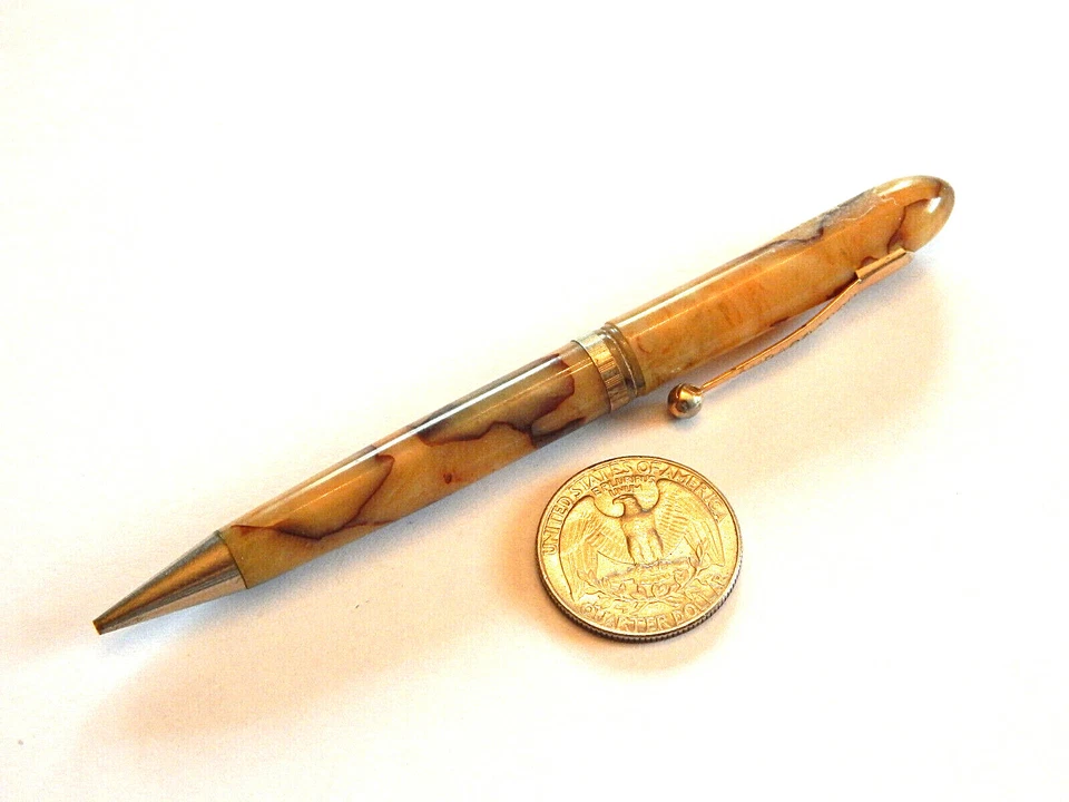 Vintage Ambassador Ballpoint Pen Marbled Gold and Brown NOT WORKING READ!! - Image 2 of 4