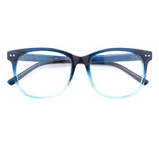 GQUEEN Fake Non Prescription Glasses Clear Lens for Large, 1.1 Gradient Blue