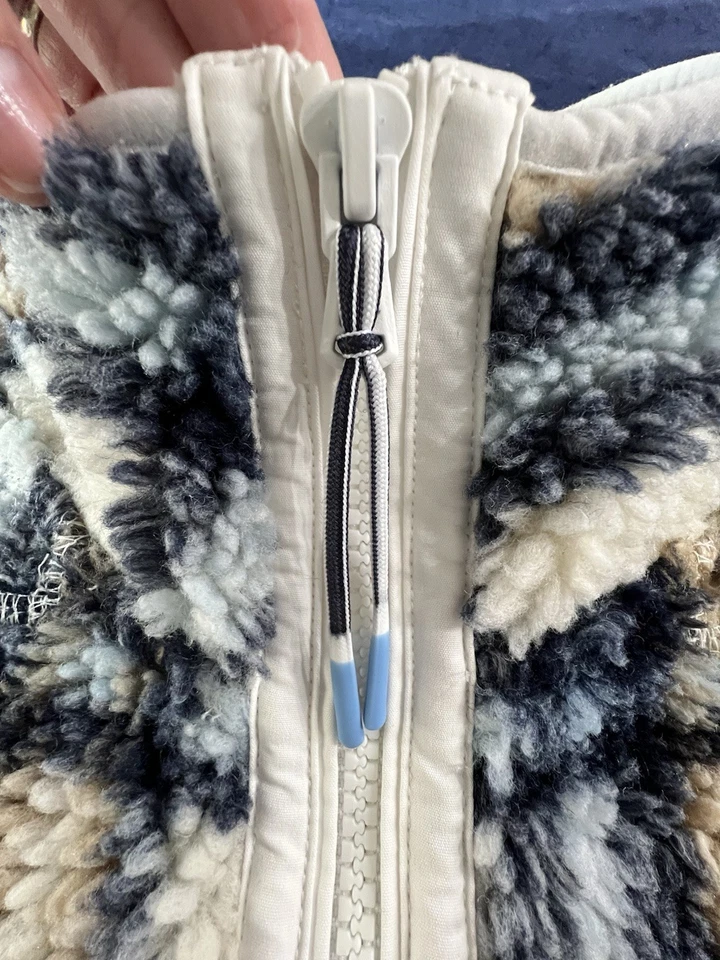 VINEYARD VINES Mujer 1/2 Cremallera SUPER OVEJA, Talla XL, Caqui/Azul Marino Cuadros, Usado en Excelente Condición Foto 4 de 4