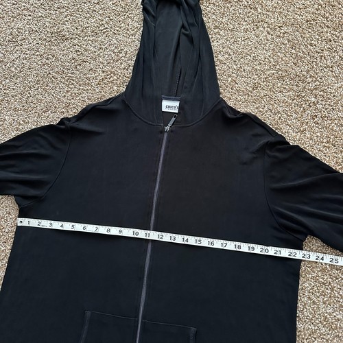 Chico's Travelers Black Zipper Hooded Long Sleeve Cardigan Jacket Sz 3 XL Slinky - Picture 8 of 11