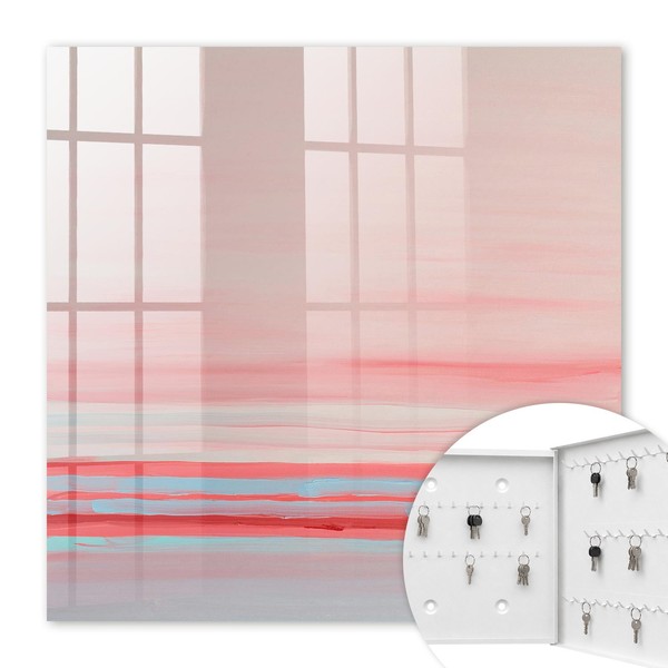 Weiß Wand SchlüSselkasten SchlüSselbox Aus Metall Pastellstreifen 30X30 Cm-image