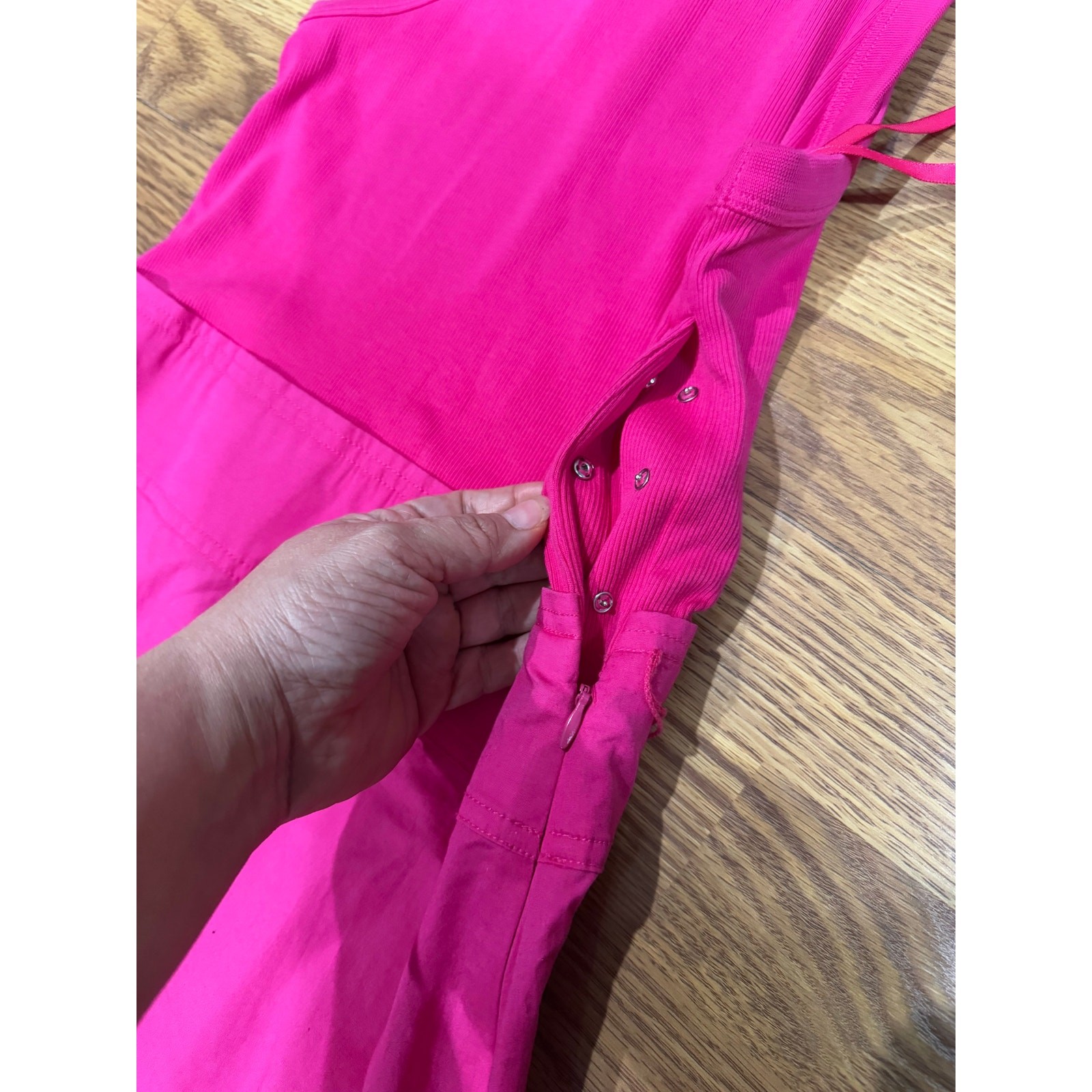 Veronica beard hot pink Pima Cotton Midi tiered Austyn Dress XS 