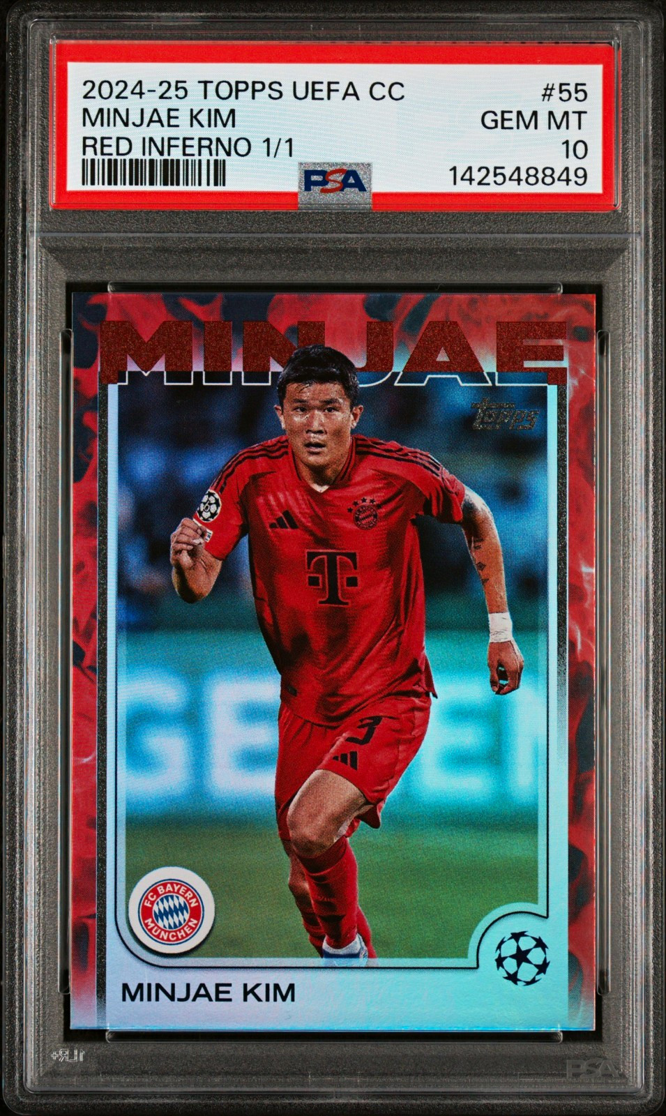 Topps 2024-25 UEFA CC Minjae Kim #55 Red Inferno 1/1 PSA 10 Bayern Soccer