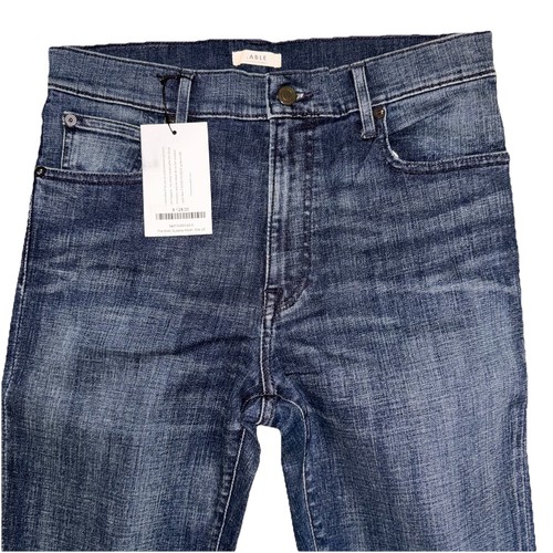 NWT Able Jeans 29 The Kick Med Dark Blue Susana Wash Slight Flare Crop Stretch Z - Picture 2 of 11