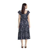 Time and Tru Smocked Midi Dress with Flutter Sleeves, Size M Dark Navy --X6--