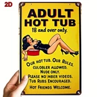 Vintage Metal Tin Sign Retro Hot Tub Rules Wall Decor 8x12