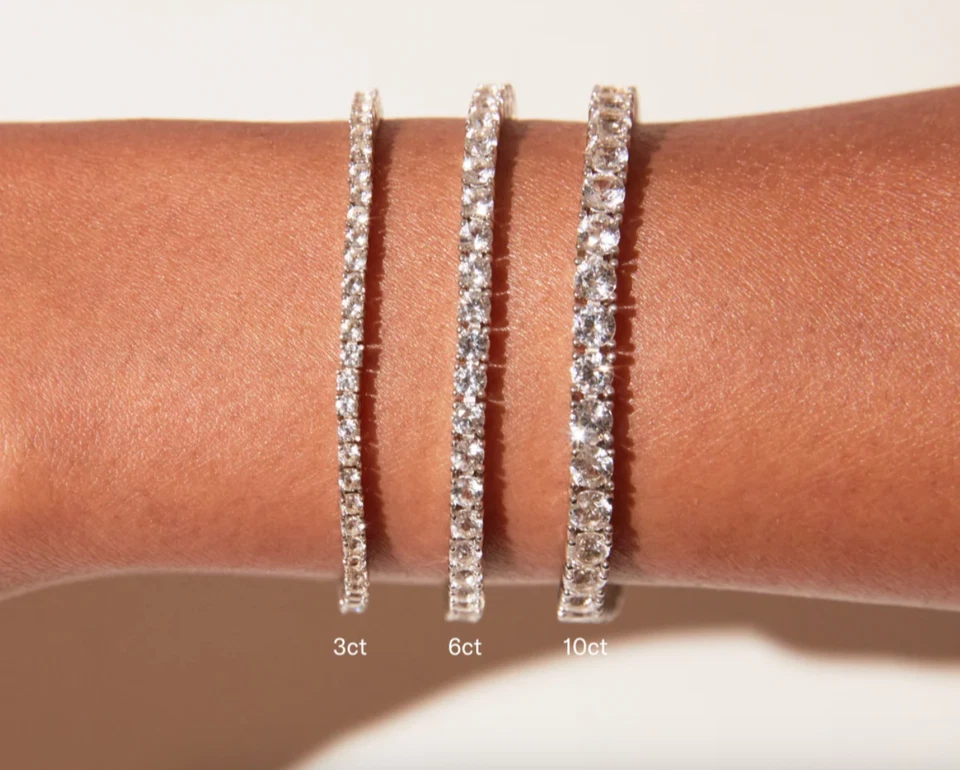 Brazalete Tenis Zafiro Blanco Cultivado Aurate Lab 6ct - Talla 6.5" Foto 4 de 4