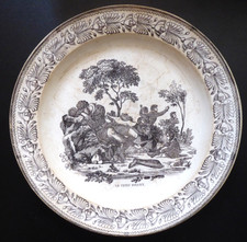 French Faience Talking Plate (Probably Creil et Montereau, 19th Century)