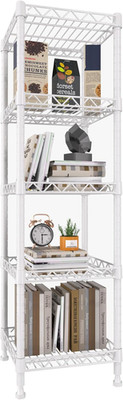 5 Tier Standing Shelving Metal Units, Adjustable Height Wire Shelf Display Rack 