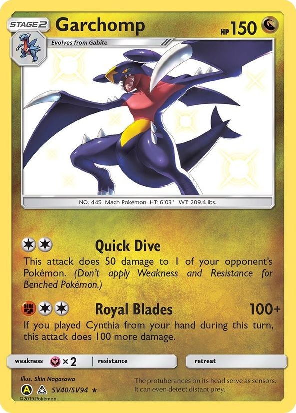 Garchomp - SV40/SV94 - Pokemon Hidden Fates Sun & Moon Shiny Rare Card NM