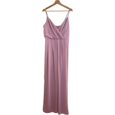 Lulus Call for Me Faux Wrap Jumpsuit Size XL Dusty Lavender Wide Leg Bridesmaid 