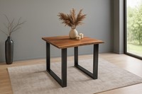 Esstisch Baumkante Massiv Akazie Nussbaumfarben 90 X 90 Schwarz Quinn