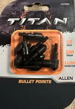 TITAN ALLEN BULLET POINTS 10 Count 100 GRAIN 11/32 DIAMETER