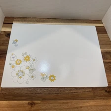Corning Ware Counter Saver Cutting Board yellow Floral Bouquet 11”x15” Rare