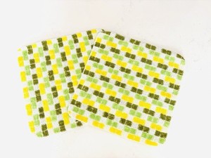 VTG Tastemaker Dishcloth Washcloth Yellow Avocado Green White Geometric Design 2