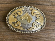 Nocona Belt Buckle Horse Cowboy Western Rodeo Floral Engravings Old West