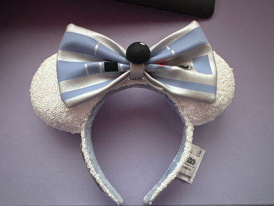 Loungefly Disney Parks Star Wars R2-D2 Beep Boop Ears Headband White Sequins