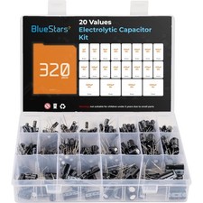 320 PCS Aluminum Electrolytic Capacitor Assortment Kit 20 Value 1uF-2200uF