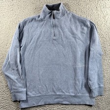 TASSO ELBA 1/4 ZIP MENS LARGE BLUE LONG SLEEVE MOCK NECK PULLOVER COTTON