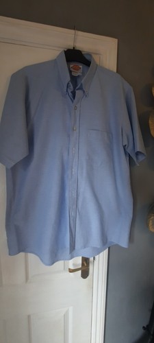 Dickies Mens Oxford Button Down Shirt Blue Size 16.5" Short Sleeve