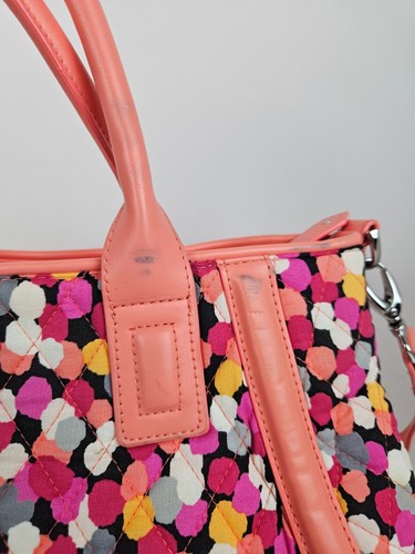 Vera Bradley Womens Large Duffel Purse Bag Trapeze Tote Pink Pixie Confetti - Picture 3 of 12