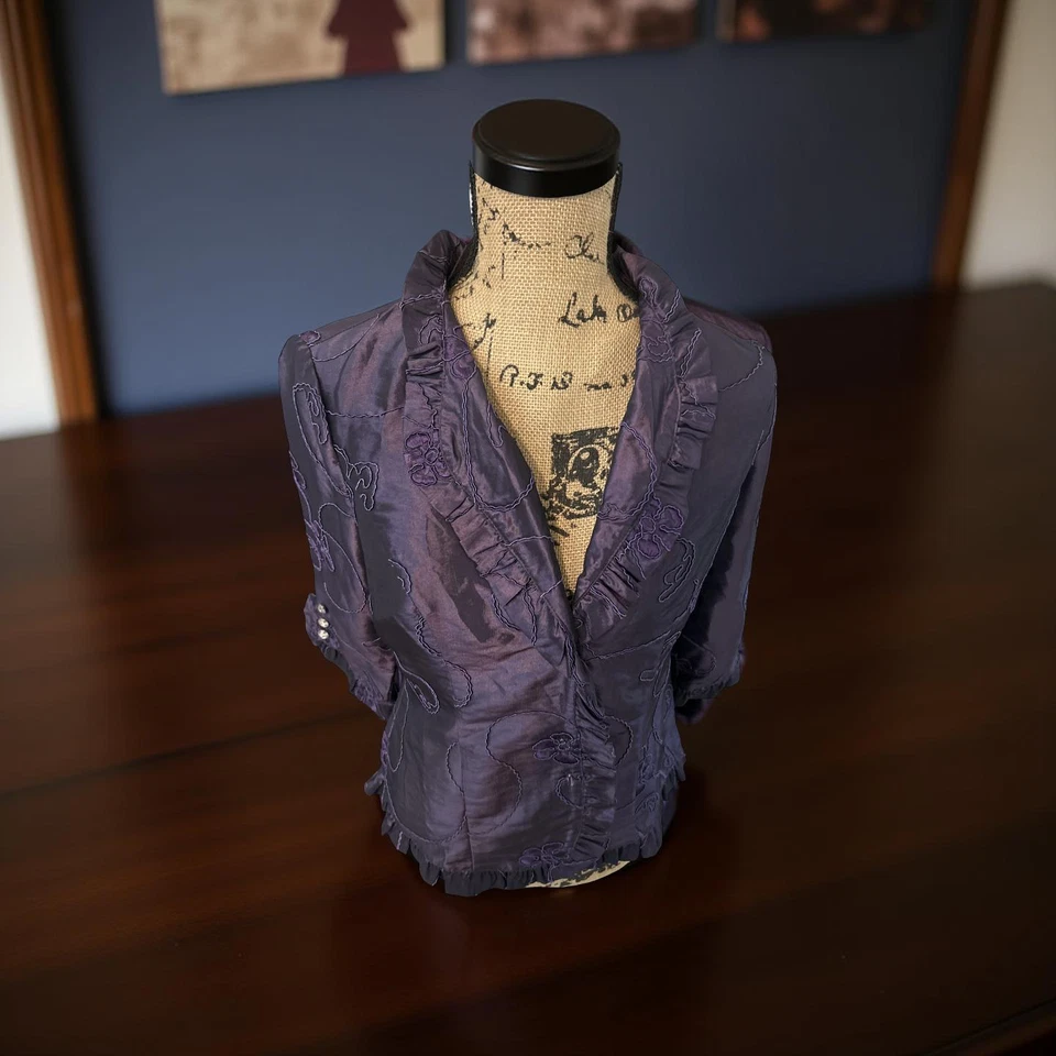 Blusa De Colección AGORA Púrpura Volantes Arrugadas Y2K Hada Capricho Top Plisado Foto 4 de 4