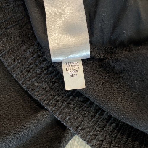 Pantalones holgados de mezcla de lino OLD NAVY para mujer pierna ancha negros talla grande - Imagen 8 de 12