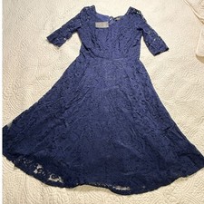 DressyStar Lace Midi Dress Size XL Navy Blue Mother of the Bride Fit  Flare