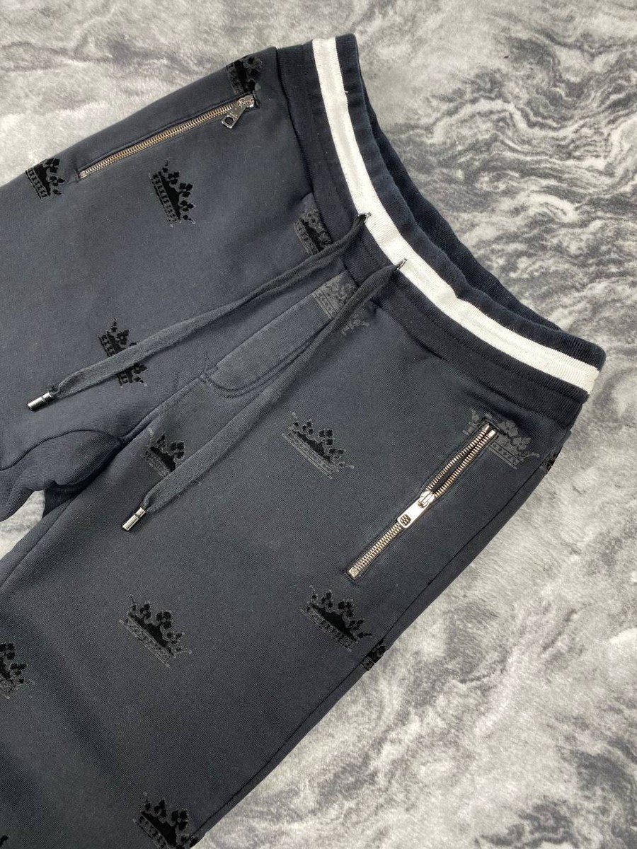 Dolce & Gabbana Crown Sweatpants Monogram Logo Men Size 48 Black